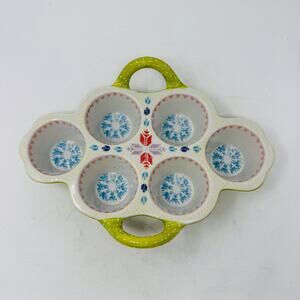 Anthropologie Cupcake POLAR GAZE Muffin Pan Handles Textured New Bone China
